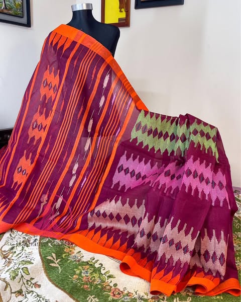 Maroon Monipuri Saree - Image 4
